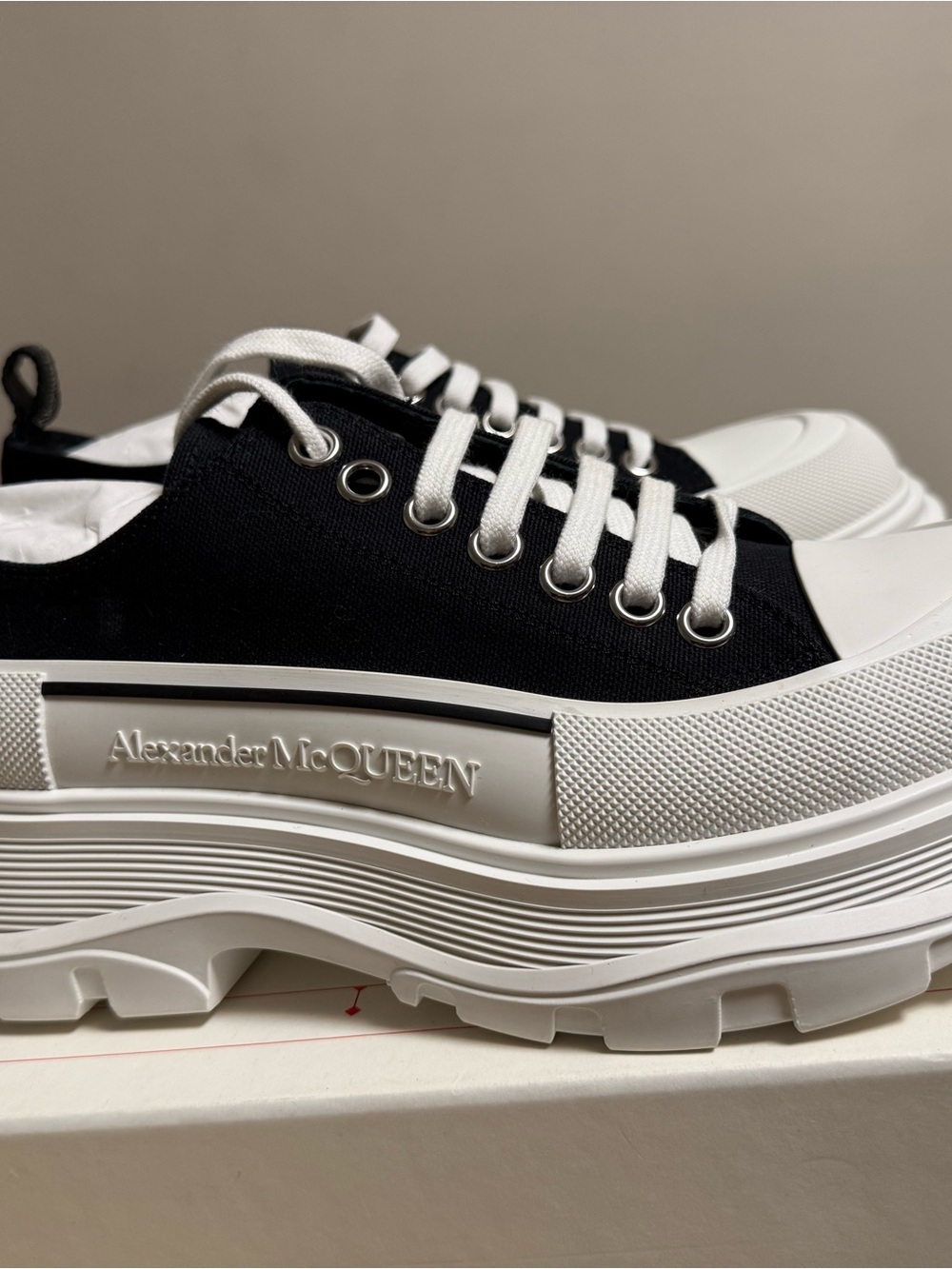 Alexander McQueen Black & White Platform Lace-Up Sneakers